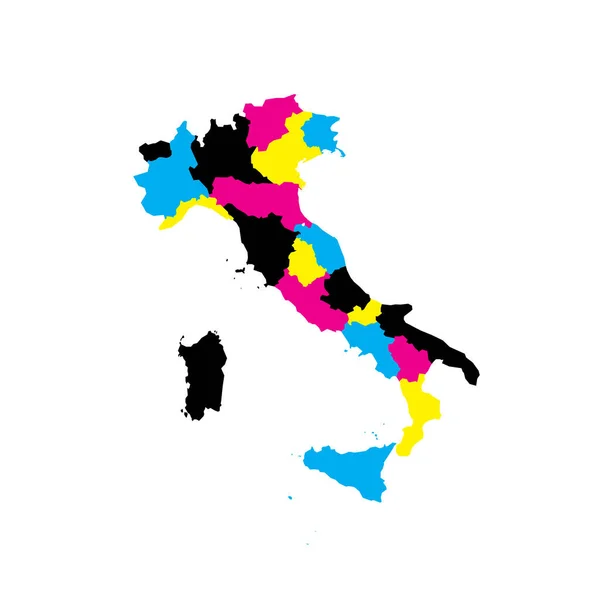 Italië Politieke Kaart Van Administratieve Afdelingen Regio Blanco Vectorkaart Cmyk — Stockvector