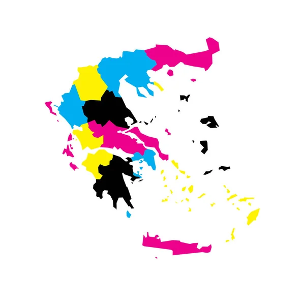Greece Political Map Administrative Divisions Decentralized Administrations Autonomous Monastic State — Stock Vector