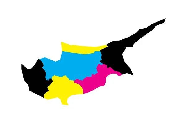 Zyperns Politische Landkarte Der Verwaltungseinheiten Bezirke Leere Vektorkarte Cmyk Farben — Stockvektor