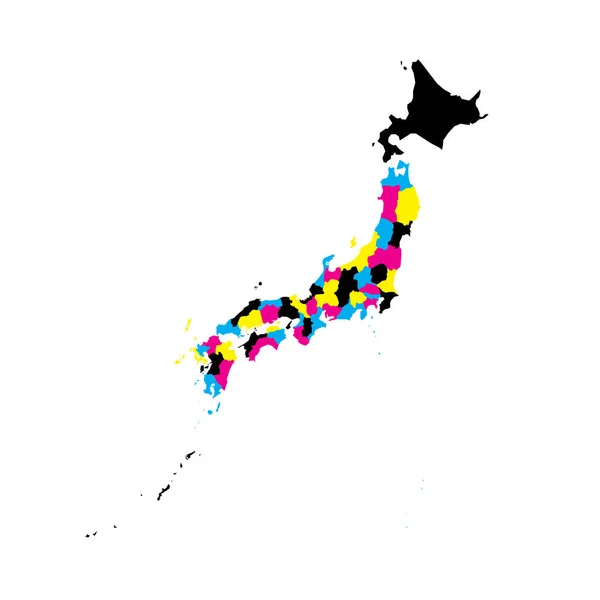 Japani Poliittinen Kartta Hallintopiirien Prefektuurit Metropilis Tokio Alue Hokaido Kaupunkien — vektorikuva