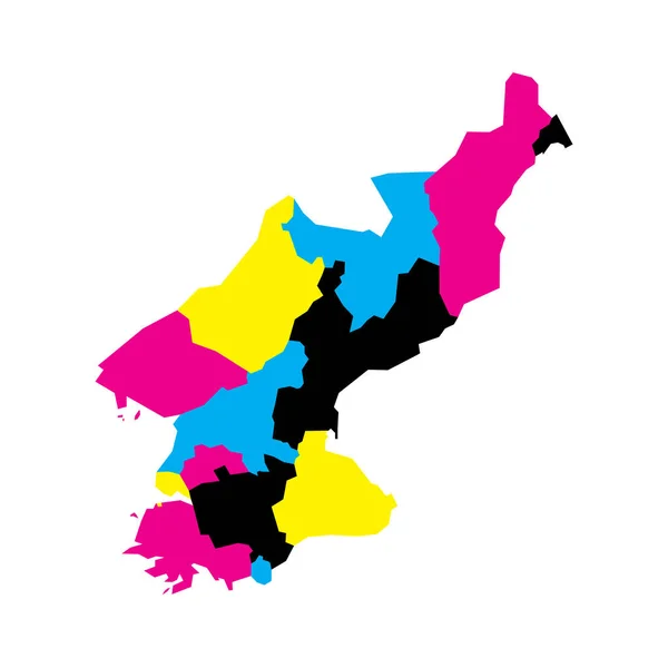 stock vector North Korea political map of administrative divisions - provinces. Blank vector map in CMYK colors.