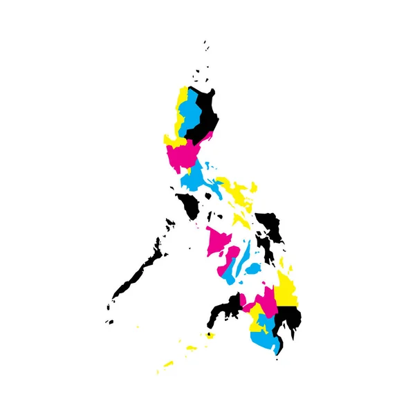 Fülöp Szigetek Közigazgatási Megosztottságának Politikai Térképe Régiók Üres Vektortérkép Cmyk — Stock Vector