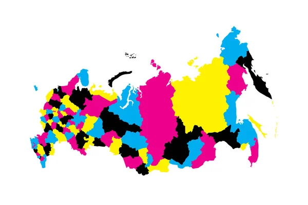 Російська Політична Карта Адміністративних Поділів Області Республіки Автономні Округи Країни — стоковий вектор
