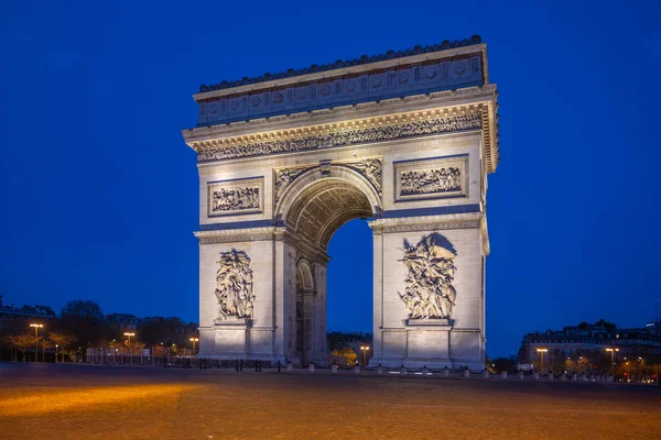 Arc Triomphe Etoile Szczycie Bulwaru Champs Elysees Nocą Paryż Francja — Zdjęcie stockowe