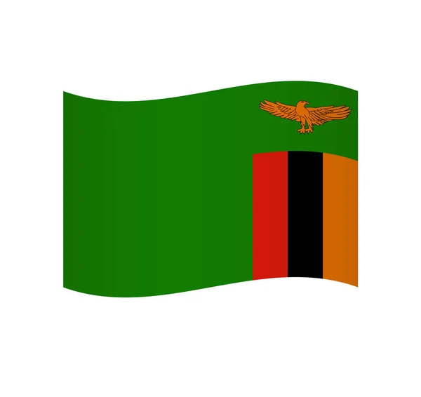 Zambia Flag Simple Wavy Vector Icon Shading — Stock Vector