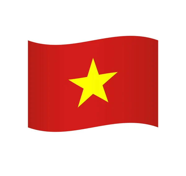 Bendera Vietnam Ikon Vektor Bergelombang Sederhana Dengan Shading - Stok Vektor