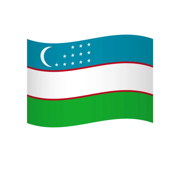 Флаг Узбекистана Простая Волнистая Векторная Иконка Затенением — стоковый вектор