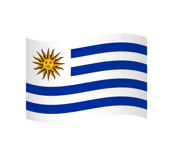 Drapeau Uruguay Simple Icône Vectorielle Ondulée Avec Ombrage — Image vectorielle