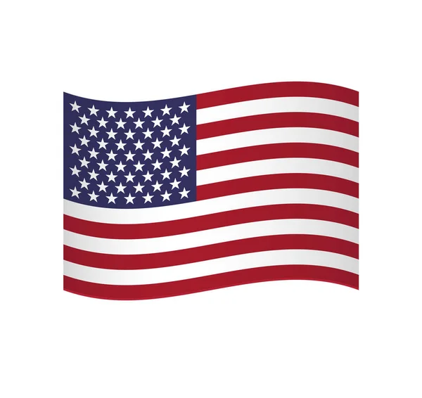 美利坚合众国国旗 带有阴影的简单波浪形矢量图标 — 图库矢量图片