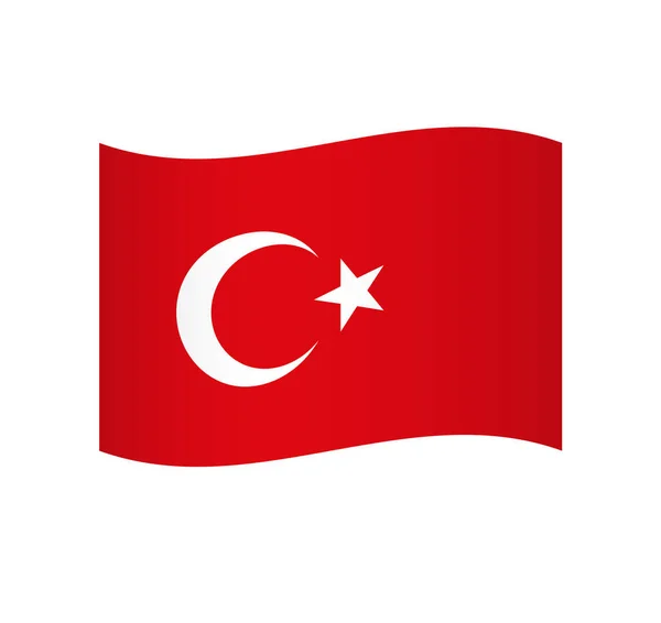Bandeira Turquia Ícone Vetorial Ondulado Simples Com Sombreamento — Vetor de Stock