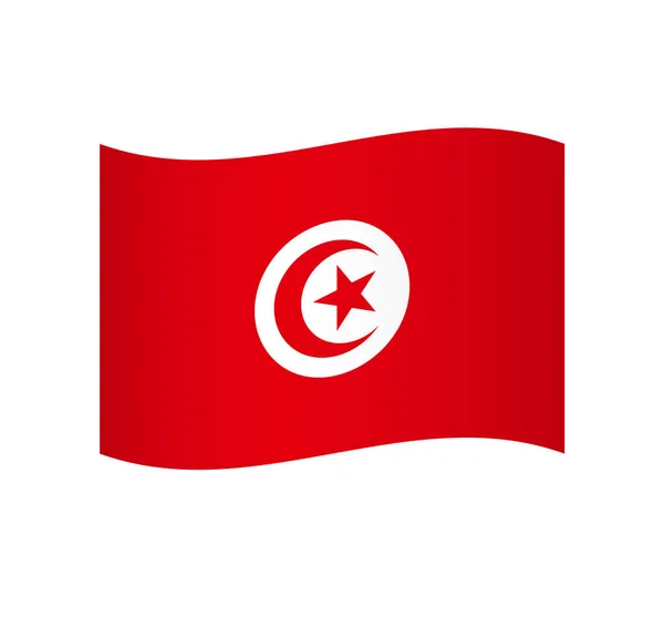Bandera Túnez Icono Vector Ondulado Simple Con Sombreado — Vector de stock