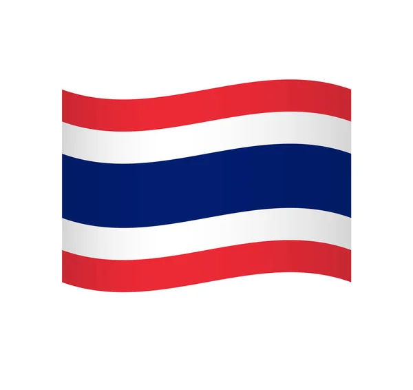 Thajská Vlajka Jednoduchá Vlnitá Ikona Stínováním — Stockový vektor