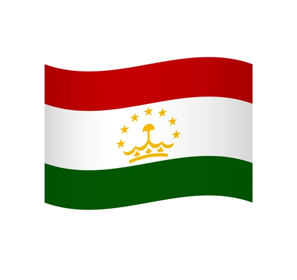 Флаг Таджикистана Простая Волнистая Векторная Иконка Затенением — стоковый вектор