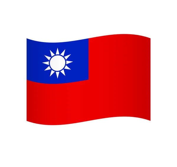 Tayvan Bayrağı Gölgelendirmeli Basit Dalgalı Vektör Simgesi — Stok Vektör