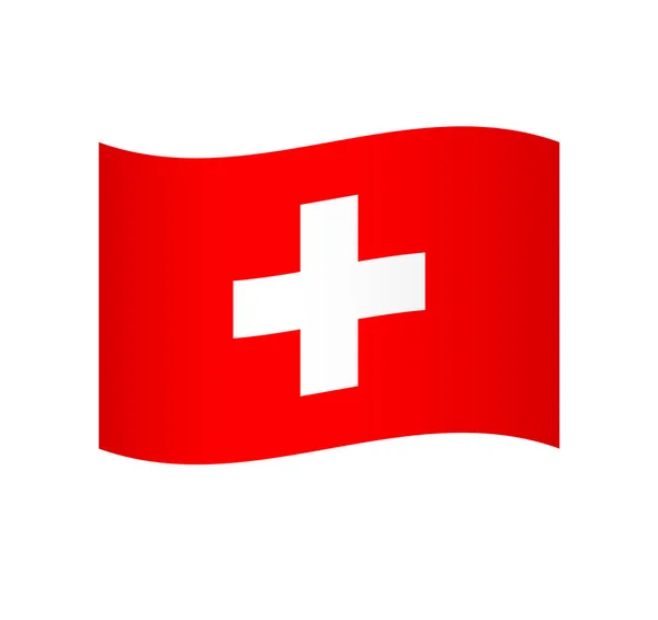 Drapeau Suisse Icône Vectorielle Ondulée Simple Avec Ombrage — Image vectorielle
