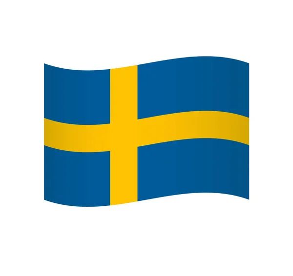 Zweden Vlag Eenvoudige Golvende Vector Pictogram Met Schaduw — Stockvector