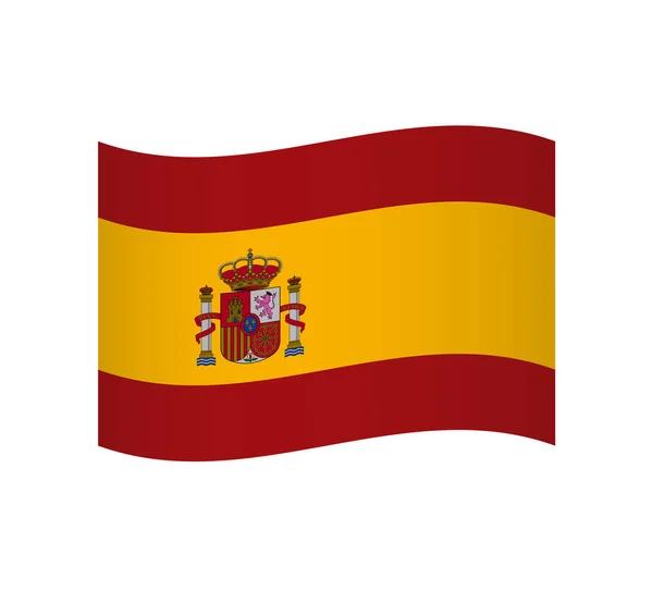 Drapeau Espagne Icône Vectorielle Ondulée Simple Avec Ombrage — Image vectorielle