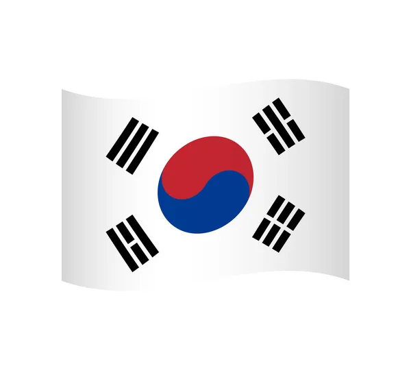 Bandera Corea Del Sur Icono Vector Ondulado Simple Con Sombreado — Vector de stock