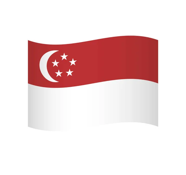 Сінгапурський Прапор Простий Хвилястий Векторний Ікона Затіненням — стоковий вектор