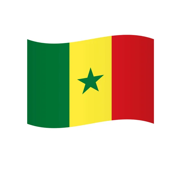 Σημαία Σενεγάλης Απλό Κυματιστό Διανυσματικό Εικονίδιο Σκίαση — Διανυσματικό Αρχείο