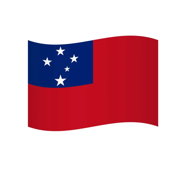 Bandeira Samoa Ícone Vetor Ondulado Simples Com Sombreamento — Vetor de Stock