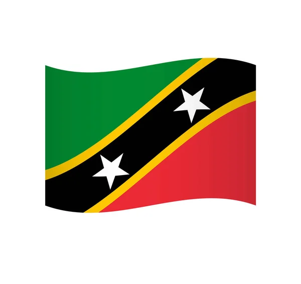 Saint Kitts Nevis Flag Simple Wavy Vector Icon Shading — Stock Vector