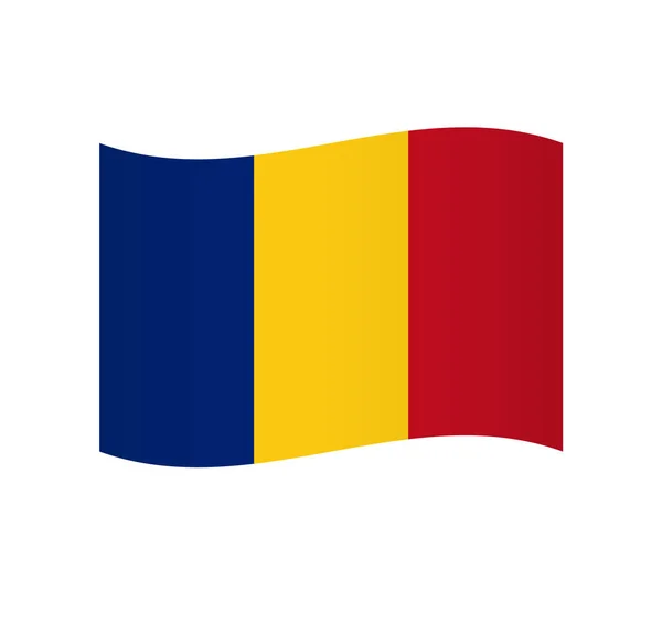 Bandeira Roménia Ícone Vetor Ondulado Simples Com Sombreamento — Vetor de Stock