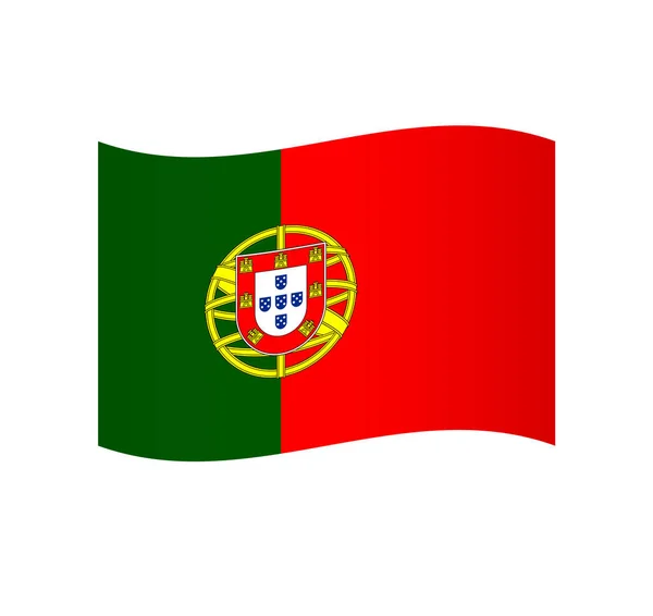 Portekiz Bayrağı Gölgelendirmeli Basit Dalgalı Vektör Simgesi — Stok Vektör