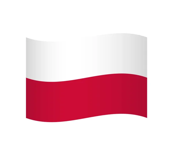 Polská Vlajka Jednoduchá Vlnitá Ikona Stínováním — Stockový vektor