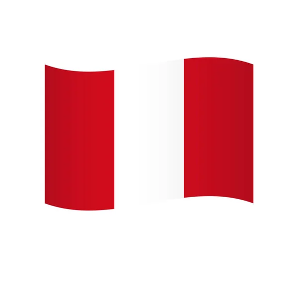 Peru Vlajka Jednoduchá Vlnitá Ikona Stínováním — Stockový vektor