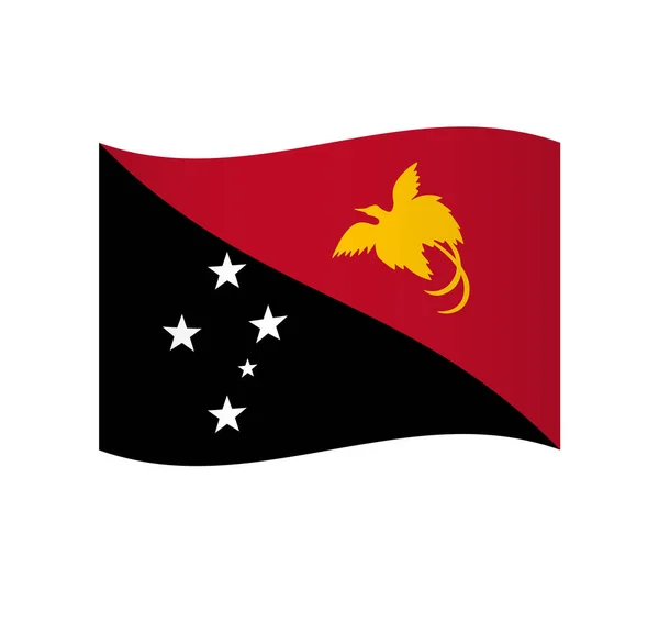 Pápua Guinea Zászló Egyszerű Hullámos Vektor Ikon Árnyékolással — Stock Vector