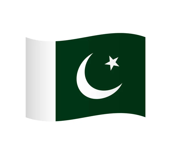 Pakistan Bayrağı Gölgelendirmeli Basit Dalgalı Vektör Simgesi — Stok Vektör