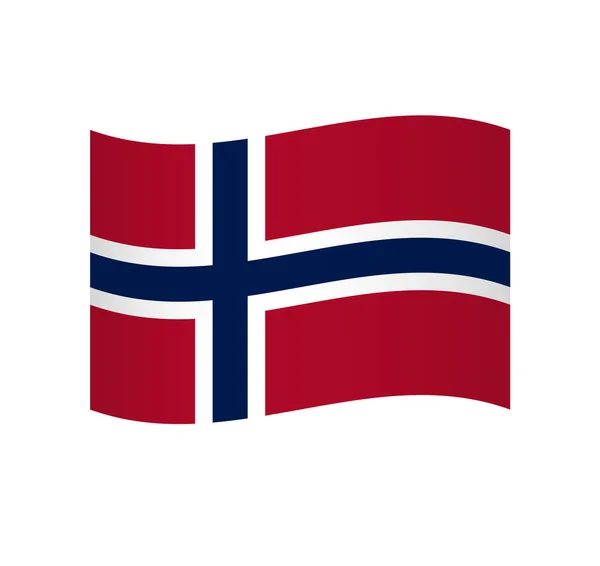 Noorwegen Vlag Eenvoudige Golvende Vector Icoon Met Schaduw — Stockvector