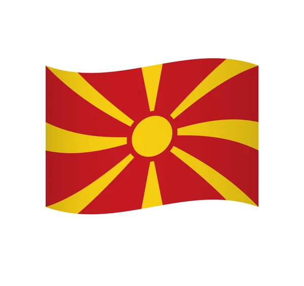 Bandeira Macedônia Norte Ícone Vetor Ondulado Simples Com Sombreamento — Vetor de Stock