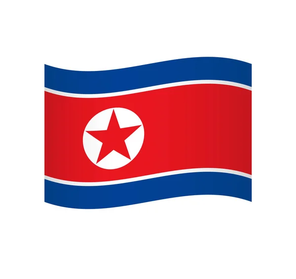 Північнокорейський Прапор Простий Хвилястий Векторний Ікона Затіненням — стоковий вектор