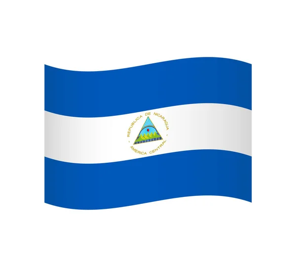 Nicaragua Vlag Eenvoudige Golvende Vector Pictogram Met Schaduw — Stockvector
