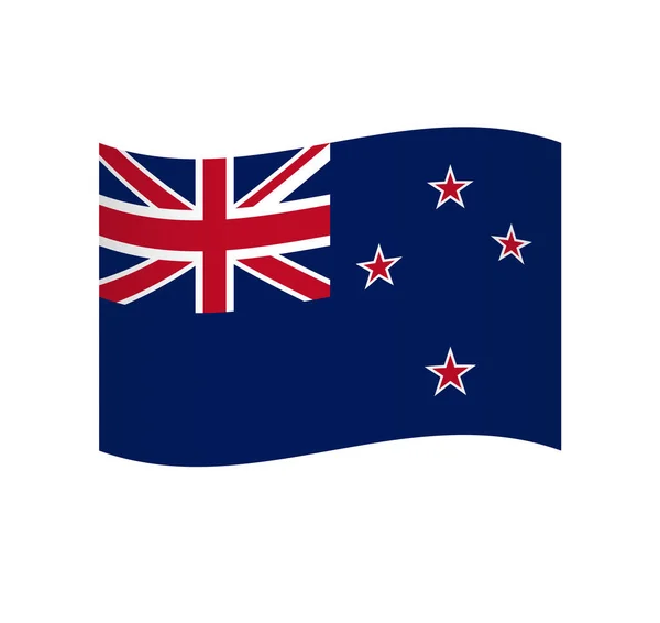 Drapeau Nouvelle Zélande Simple Icône Vectorielle Ondulée Avec Ombrage — Image vectorielle