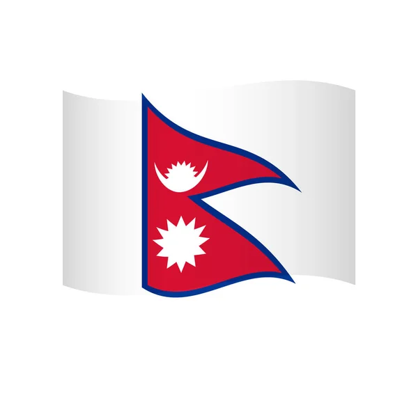 Nepal Flag Simple Wavy Vector Icon Shading — Stock Vector