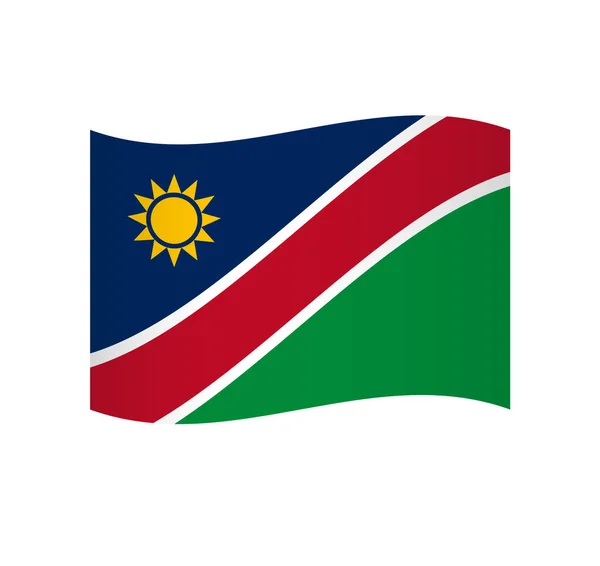 Namibië Vlag Eenvoudige Golvende Vector Pictogram Met Schaduw — Stockvector