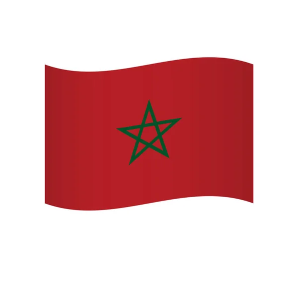 Marokko Vlag Eenvoudige Golvende Vector Icoon Met Schaduw — Stockvector