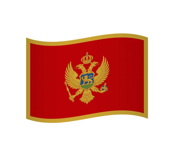 Montenegro Bandiera Semplice Icona Vettoriale Ondulata Con Ombreggiatura — Vettoriale Stock