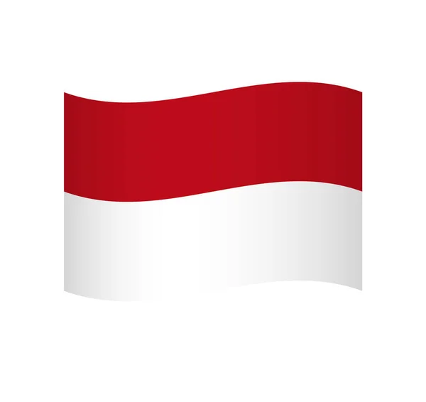Bendera Monako Ikon Vektor Gelombang Sederhana Dengan Shading - Stok Vektor