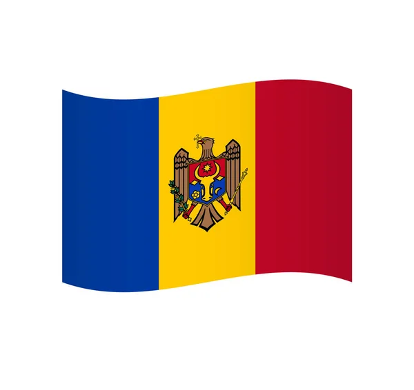 Moldova Zászló Egyszerű Hullámos Vektor Ikon Árnyékolással — Stock Vector