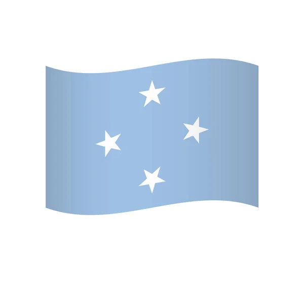Federated States Micronesia Flag Jednoduchá Vlnitá Vektorová Ikona Stínem — Stockový vektor