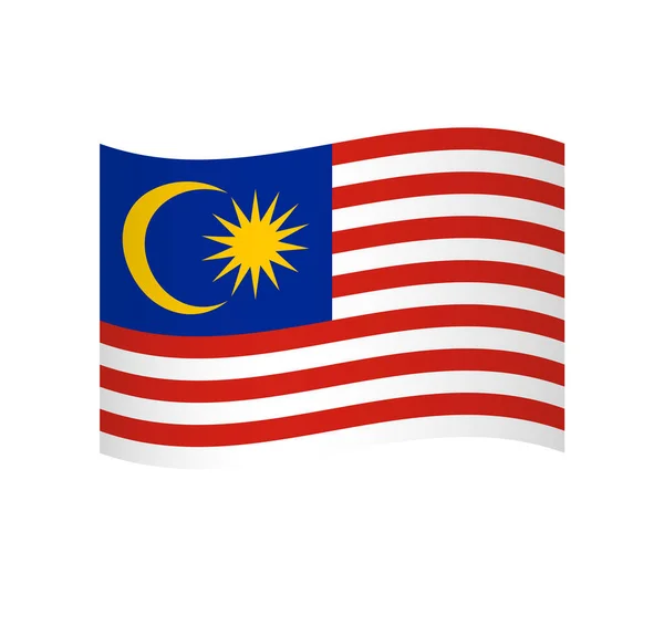 Malezya Bayrağı Gölgelendirmeli Basit Dalgalı Vektör Simgesi — Stok Vektör