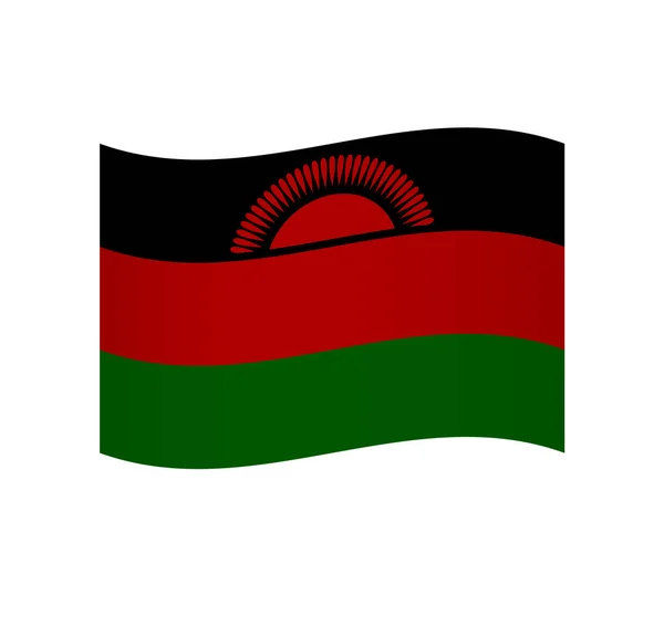 马拉维国旗 带有阴影的简单波浪矢量图标 — 图库矢量图片