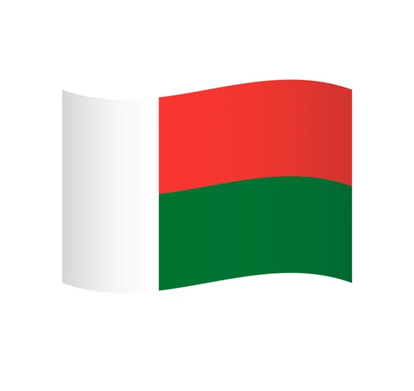 Bandeira Madagascar Ícone Vetor Ondulado Simples Com Sombreamento — Vetor de Stock