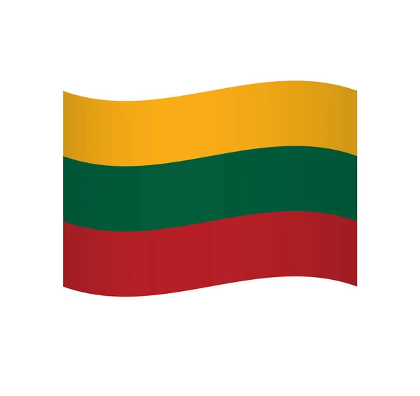 Litvanya Bayrağı Gölgelendirmeli Basit Dalgalı Vektör Simgesi — Stok Vektör