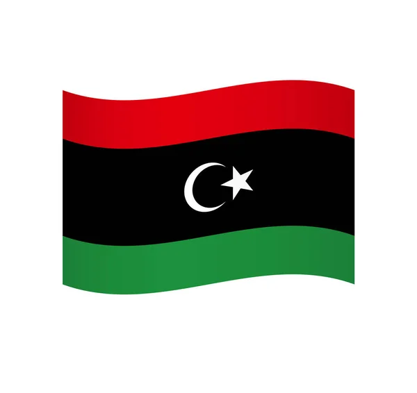 Libya Bayrağı Gölgelendirmeli Basit Dalgalı Vektör Simgesi — Stok Vektör