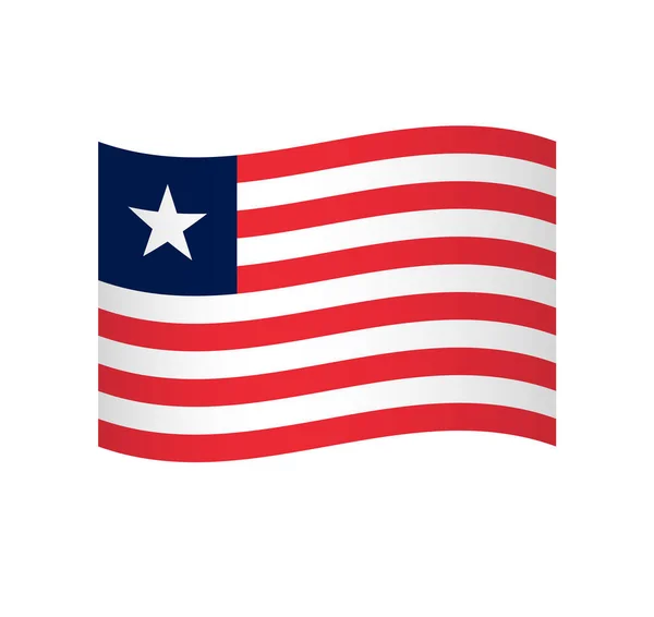 Liberia Flagge Einfaches Wellenvektorsymbol Mit Schattierung — Stockvektor